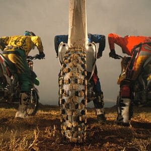 Motocross riders at start of race.